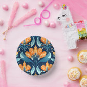 Art Deco blauw sinaasappel Papieren Kommen (Feest)