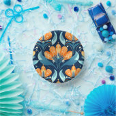 Art Deco blauw sinaasappel Papieren Kommen (Feest)