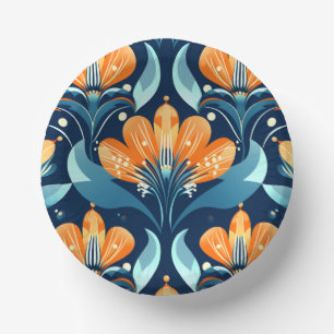 Art Deco blauw sinaasappel Papieren Kommen