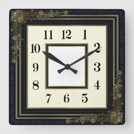 Art Deco Blauw Vierkante Klok (Voorkant)