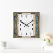 Art Deco Blauw Vierkante Klok (Huis)