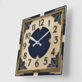 Art Deco Blauw Vierkante Klok (Hoek)