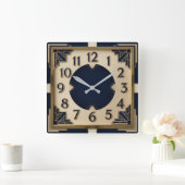 Art Deco Blauw Vierkante Klok (Huis)