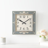 Art Deco Blauw Vierkante Klok (Huis)