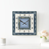 Art Deco Blauw Vierkante Klok (Huis)