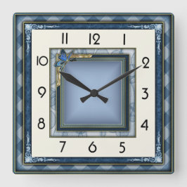 Art Deco Blauw Vierkante Klok