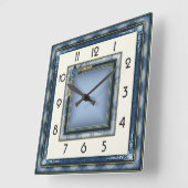 Art Deco Blauw Vierkante Klok (Hoek)