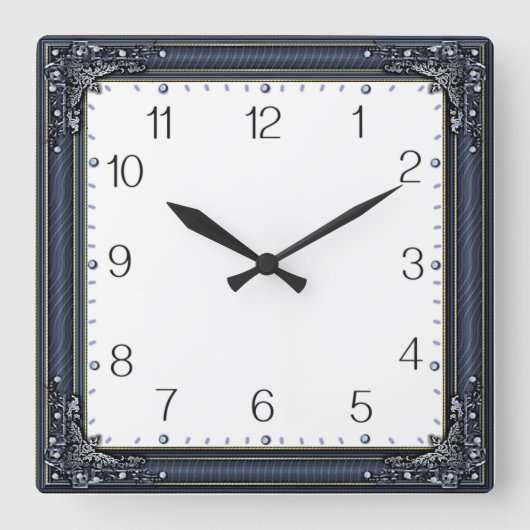 Art Deco Blauw Vierkante Klok (Voorkant)