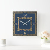 Art Deco blauw Vierkante Klok (Huis)