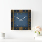 Art Deco Blauw Vierkante Klok (Huis)