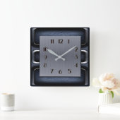 Art Deco Blauw Vierkante Klok (Huis)