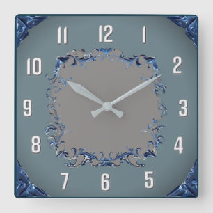 Art Deco blauw Vierkante Klok