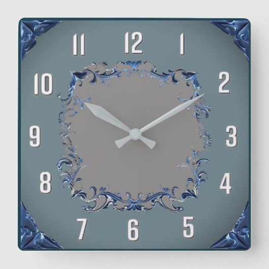Art Deco blauw Vierkante Klok (Voorkant)