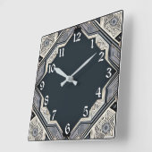 Art Deco Blauw Vierkante Klok (Hoek)