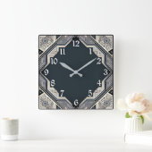 Art Deco Blauw Vierkante Klok (Huis)