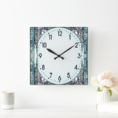 Art Deco Blauw Vierkante Klok (Huis)