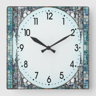 Art Deco Blauw Vierkante Klok