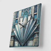 Art Deco Blauw Vierkante Klok (Hoek)
