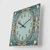 Art Deco Blauw Vierkante Klok (Hoek)