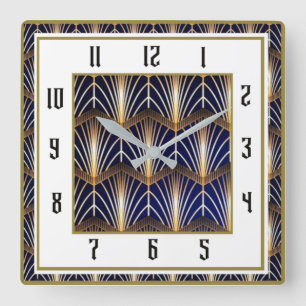 Art Deco Blauw Vierkante Klok