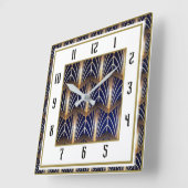 Art Deco Blauw Vierkante Klok (Hoek)