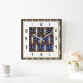 Art Deco Blauw Vierkante Klok (Huis)