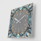 Art Deco Blauw Vierkante Klok (Hoek)