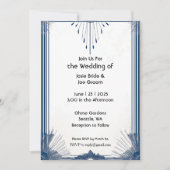 Art deco blauw wit elegante bruiloft uitnodiging (Voorkant)