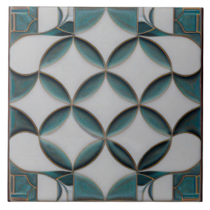 Art Deco Blauwe Decor Art Nouveau Patroon Azul Tegeltje