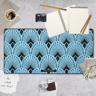 Art Deco Blauwe Gatsby Stijl Pauw Patroon Bureaumat