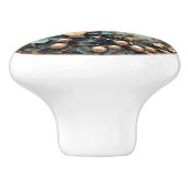 Art Deco Blauwe Libel Roze Bloemen Parels Keramische Knop (Zijkant)