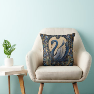ART DECO BLAUWE ZWAAN VINTAGE DECORATIEF ACCENT KUSSEN