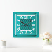 Art Deco, blauwgroen blauw Vierkante Klok (Huis)