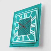 Art Deco, blauwgroen blauw Vierkante Klok (Hoek)