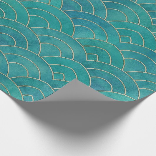 Art Deco Blauwgroen & Goud Decoupage Tissue Papier (Hoek)
