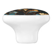 Art Deco Blauwgroen Goud Roest Blauw Art Nouveau Keramische Knop (Zijkant)