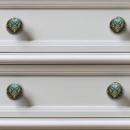 Art Deco Blauwgroen gouden art nouveau Keramische Knop