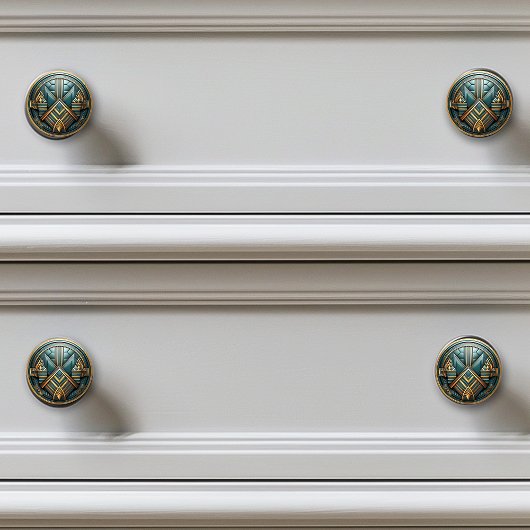 Art Deco Blauwgroen gouden art nouveau Keramische Knop