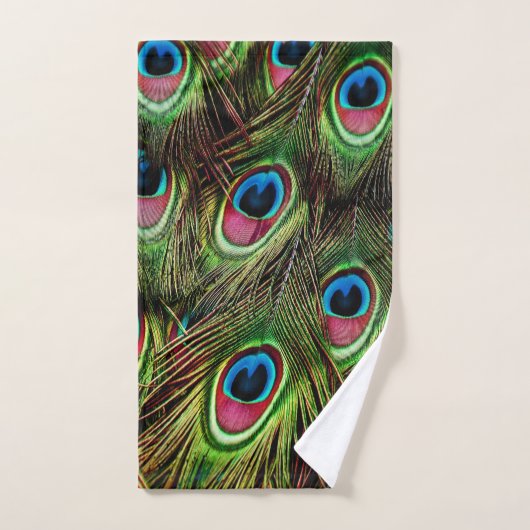 art deco blauwgroen groen turquoise pauock vether bad handdoek (Handdoek)