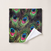 art deco blauwgroen groen turquoise pauock vether bad handdoek (Wasdoekje)