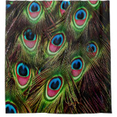 art deco blauwgroen groen turquoise pauock vether douchegordijn (Voorkant)