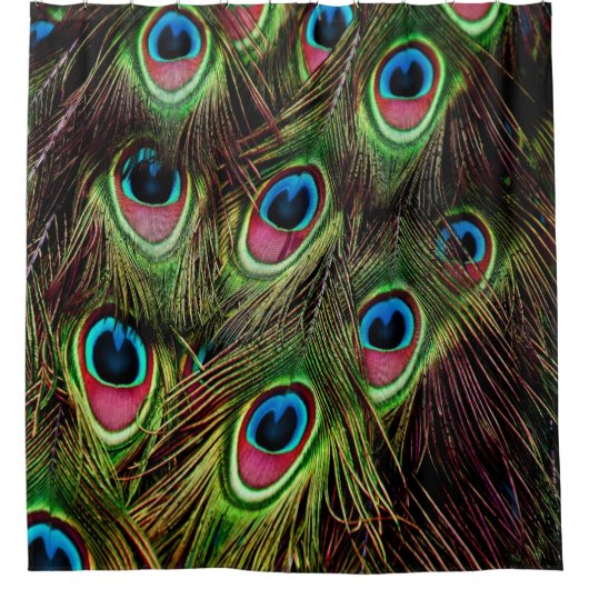 art deco blauwgroen groen turquoise pauock vether douchegordijn (Voorkant)