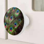 art deco blauwgroen groen turquoise pauock vether keramische knop