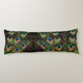 art deco blauwgroen groen turquoise pauock vether lichaamskussen (Achterkant)