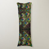 art deco blauwgroen groen turquoise pauock vether lichaamskussen (Voorkant Verticaal)