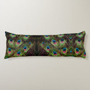 art deco blauwgroen groen turquoise pauock vether lichaamskussen