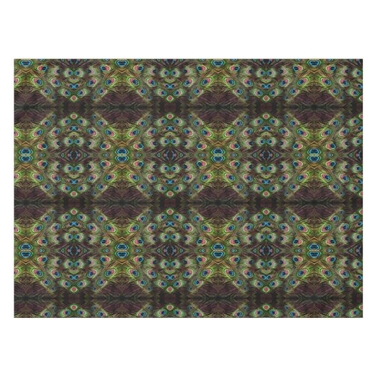 art deco blauwgroen groen turquoise pauock vether tafelkleed (Voorkant (Horizontaal))