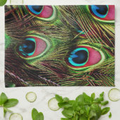 art deco blauwgroen groen turquoise pauock vether theedoek (Gevouwen)