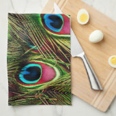 art deco blauwgroen groen turquoise pauock vether theedoek (Quarter Fold)