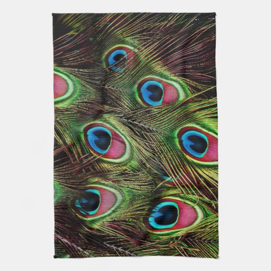 art deco blauwgroen groen turquoise pauock vether theedoek (Verticaal)